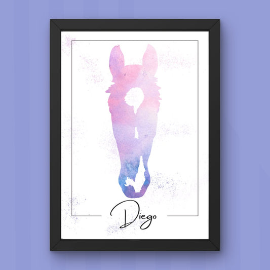 Digitales Pferdeportrait nach Fotovorlage Aquarell - Handvollhufeisen Shop