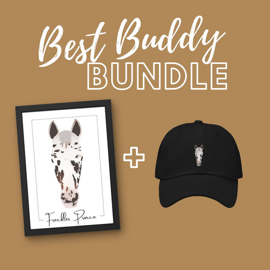 Best Buddy Bundle - Individuelle Cap und digitales Portrait nach Fotovorlage von deinem Pferd - Handvollhufeisen Shop